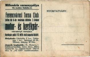 Magyarország kerékpár póló bajonokai, MTK-FTC. Hátoldalán Millenáris versenypálya reklám / Hungarian...