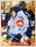 Körtvélyessy Magda (1919-2007): Színes kép (cím nélkül). Olaj, papír, jelzett, kartonra kasírozva, h...