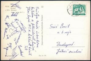 Az MTK labdarúgócsapat tagjainak autográf aláírással ellátott képeslapja, Sipos, Jenei Lanczkor, Danszky és mások / Autograph signed postcard of the MTK Hungarian football team