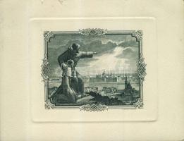 DN 1930-as évek (?!) Nemzeti Bank elnökének karácsonyi és újévi üdvözlete Horváth Endre bankjegytervező metszetével (bankjegyterv?) és szignójával