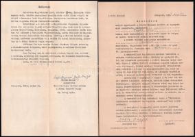 1960 Dajka Margit (1907-1986) színművésznő személyi nyilvántartó kartonjának anyaga. Benne: aláírt ö...