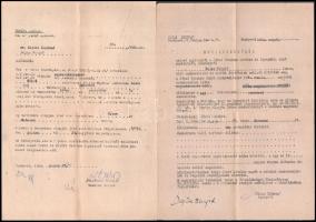 1960 Dajka Margit (1907-1986) színművésznő személyi nyilvántartó kartonjának anyaga. Benne: aláírt ö...