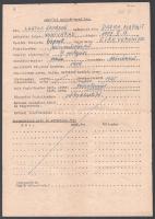 1960 Dajka Margit (1907-1986) színművésznő személyi nyilvántartó kartonjának anyaga. Benne: aláírt ö...