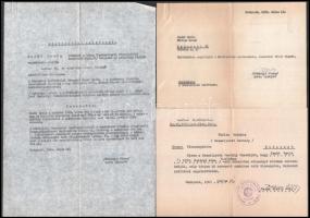 1960 Szabó Gyula (1930-2014) színművész személyi nyilvántartó kartonjának anyaga. Benne: aláírt önél...