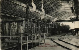 Resica, Resita; Martin kályhák a vasgyárban, belső / Martin Öfen / iron works, factory interior, furnaces