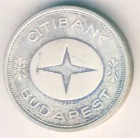 1990. "Citibank-Szt.Korona" Ag 21,4g nagyalakú zseton T:PP Eredeti díszdobozban!