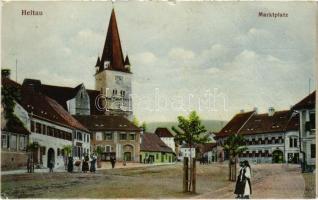 1915 Nagydisznód, Heltau, Cisnadie; Marktplatz. Jos. Drotleff / tér / square (EB)