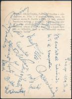 1959 Az MTK labdarúgó csapatának tagjai által aláírt képeslap, Gellér, Szimcsák, Kuti, Molnár, Lanto...