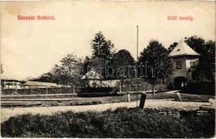 1910 Dolha, Dovhe; Grófi kastély. Kerschenbaum Márkusz kiadása, Ignáczy Géza fényképészet reklám a hátoldalon / castle