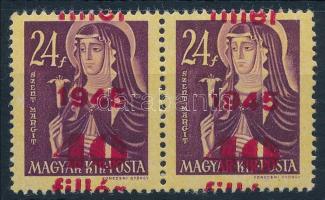 1945 Kisegítő (IV.) 40f/24f pár lefelé tolódott felülnyomással