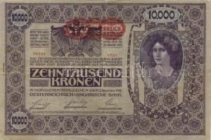 Ausztria/Osztrák-Magyar Bank 1918. 10.000K piros, vízszintes "Deutschösterreich" fny-sal, csak német nyelvű változat II.kiadás (7x) T:III+
