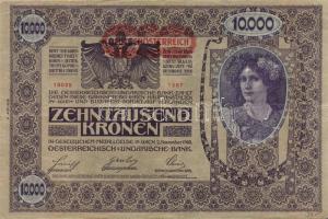 Ausztria/Osztrák-Magyar Bank 1918. 10.000K piros, vízszintes "Deutschösterreich" fny-sal, ...
