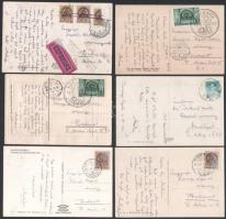 1935-1943 Dinnyés Lajos (1901-1961) politikus, miniszterelnök saját kezű sorai feleségének különféle képeslapokon, 10 db, 3 hátoldalán visszatért bélyegzésekkel.