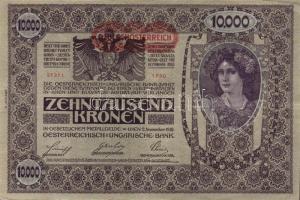 Ausztria/Osztrák-Magyar Bank 1918. 10.000K piros, vízszintes "Deutschösterreich" fny-sal, ...