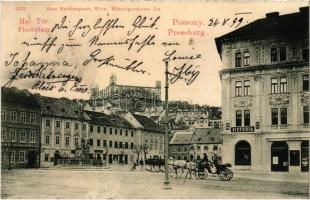 1899 (Vorläufer) Pozsony, Pressburg, Bratislava; Hal tér, Victoria szálloda. Hans Nachbargauer / Fischplatz / Rybné námestie / square, hotel (r)