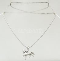 Ezüst(Ag) kígyó nyaklánc lovas medállal, jelzett, h: 45 cm, 2×2 cm, nettó: 8,1 g