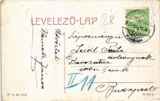 1910 Nagykikinda, Kikinda; Koronaherceg út, templom, üzletek, lovaskocsi. W.L. Bp. 2124. / street, c...