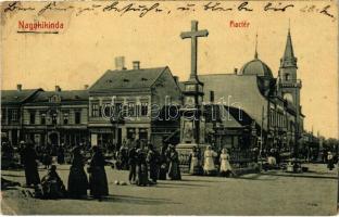 1909 Nagykikinda, Kikinda; Piac tér, Kereszt, Turul cipőgyár, Alex Rankov és Stein Péter üzlete. W.L. Bp. 2121. / market, shops (EK)