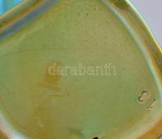 Zsolnay eozin mázas akt kagylóval, jelzett, hibátlan, 14×11 cm, m:13 cm