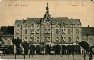 1908 Szatmárnémeti, Satu Mare; Pannonia szálló, üzletek. Cseplák Bálint kiadása (W.L. ?) / hotel, shops (EK)