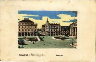 1911 Nagyvárad, Oradea; Bémer tér, színház, villamos / square, tram, theatre (EK)