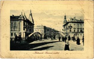 1914 Kolozsvár, Cluj; Szamosi vashíd, Fonciere pesti biztosító. W.L. Bp. 6390. 1910. / Somes bridge, insurance company (szakadás / tear)