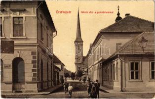 1909 Érsekújvár, Nové Zámky; Iskola utca és gimnázium. W.L. Bp. 441. / street with school (EK)
