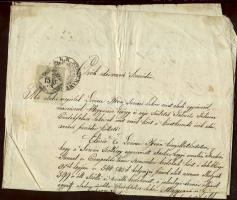 1858 Örök adásvevési szerződés 15kr C.M. okmánybélyeggel