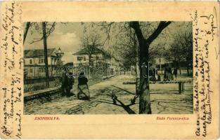 1912 Zsombolya, Hatzfeld, Jimbolia; Deák Ferenc utca, piac. W.L. Bp. 6650. 1910-13. / street, market (EK)