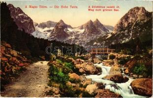 1913 Tátra, Magas-Tátra, Vysoké Tatry; A Zöld tóhoz vezető út / Weg zum grünen See