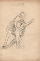 Endrő Margit (1899-1986) keramikus, szobrász 50 db érdekes vegyes grafikája dossziéba lefűzve