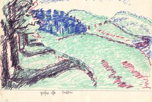 Endrő Margit (1899-1986) keramikus, szobrász 50 db érdekes vegyes grafikája dossziéba lefűzve