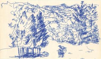 Endrő Margit (1899-1986) keramikus, szobrász 50 db érdekes vegyes grafikája dossziéba lefűzve