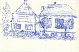 Endrő Margit (1899-1986) keramikus, szobrász 50 db érdekes vegyes grafikája dossziéba lefűzve