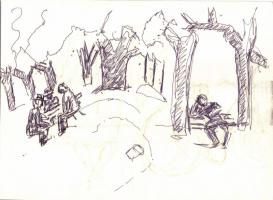 Endrő Margit (1899-1986) keramikus, szobrász 50 db érdekes vegyes grafikája dossziéba lefűzve