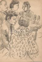 Endrő Margit (1899-1986) keramikus, szobrász 50 db érdekes vegyes grafikája dossziéba lefűzve