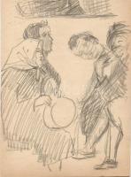 Endrő Margit (1899-1986) keramikus, szobrász 50 db érdekes vegyes grafikája dossziéba lefűzve