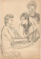 Endrő Margit (1899-1986) keramikus, szobrász 50 db érdekes vegyes grafikája dossziéba lefűzve