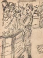 Endrő Margit (1899-1986) keramikus, szobrász 50 db érdekes vegyes grafikája dossziéba lefűzve