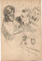 Endrő Margit (1899-1986) keramikus, szobrász 50 db érdekes vegyes grafikája dossziéba lefűzve