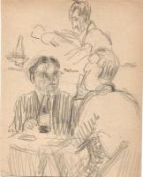 Endrő Margit (1899-1986) keramikus, szobrász 50 db érdekes vegyes grafikája dossziéba lefűzve