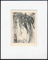 Kondor Béla (1931-1972): Bohóc. Rézkarc, papír, jelzés nélkül, paszpartuban, 11×8 cm