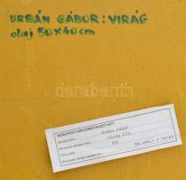 Urbán Gábor (1946-): Virág III. Olaj, farost, jelzett, dekoratív fakeretben, 50x40cm