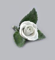 Herendi fehér rózsa, kézzel festett porcelán, jelzett, hibátlan, 7,5x8cm