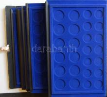 Éremtartó kazetta, 9db tálcával, összesen 190 férőhellyel, klf átmérőjű érmékhez, használt