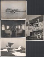 cca 1928 4 db kísérleti repülőgép fotója. Edm. Sterza Milano pecséttel jelzett fotók / 4 experimental airplane photos. 17x12 cm