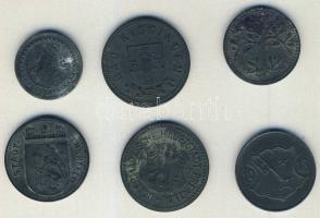 Német Birodalom/Császárság + Weimari Köztársaság 1917-20. 6db klf városi szükségpénz T:3