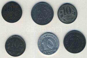 Német Birodalom/Császárság + Weimari Köztársaság 1917-21. 6db klf városi szükségpénz T:3