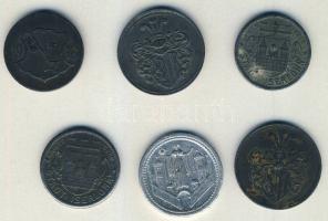 Német Birodalom/Császárság + Weimari Köztársaság 1917-21. 6db klf városi szükségpénz T:3