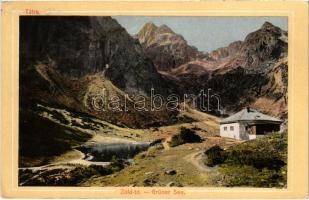 1912 Tátra, Magas-Tátra, Vysoké Tatry; Zöld-tó, menedékház. Feitzinger Ede No. 792. / Zelené pleso / Grüner See / lake, chalet, tourist house